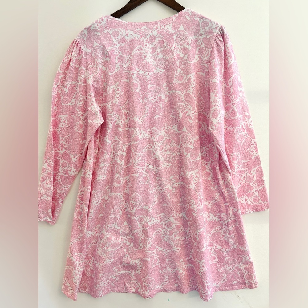 Cottagecore Pink Paisley Cotton Lace Nightgown Prairie Sleep Dress XL - Picture 5 of 7